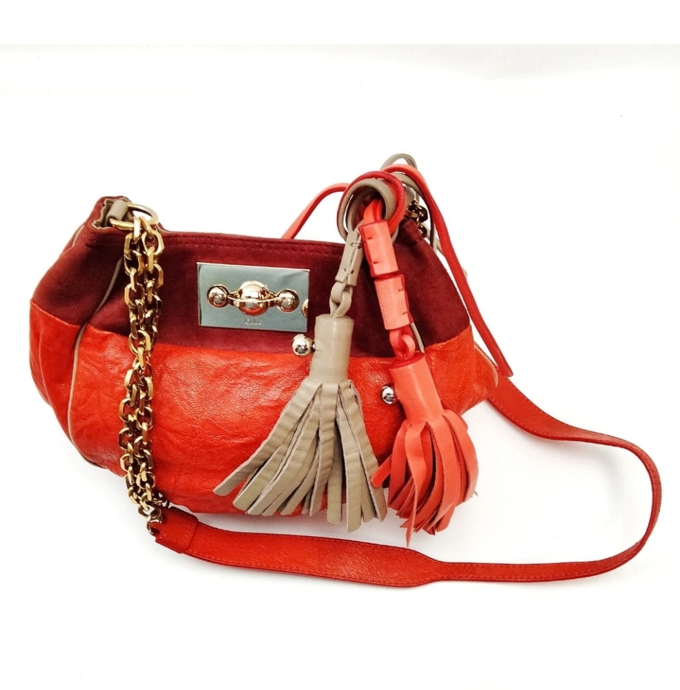 Chloe Shoulder Bag  Bicolor Red Leather